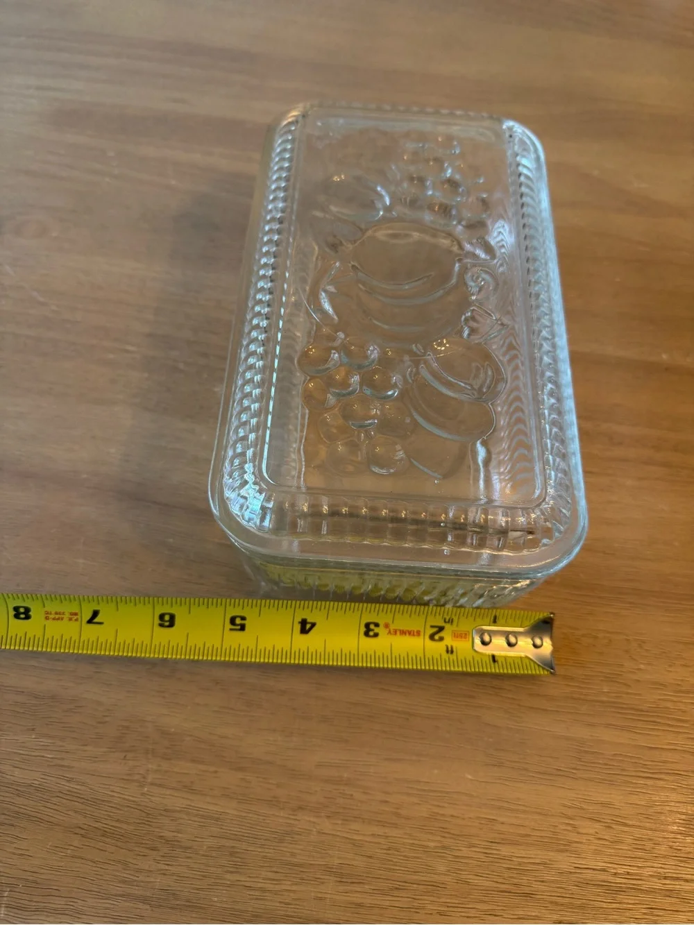 Vintage Federal Glass Refrigerator Storage Dish Ribbed w/Embossed Vegetable Lid